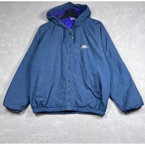 Vintage 80’s Nike Jacket Unisex Small Green Full Zip Quilted Lined Hooded - Picture 1 of 12